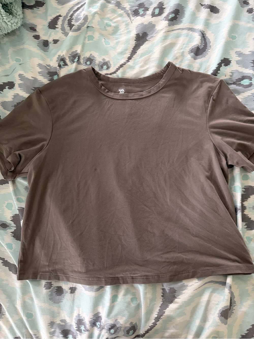 all in motion Brown Cropped Crewneck Short Sleeve Tee